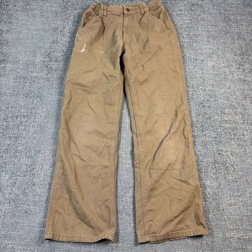 Carhartt Canvas Work Pants Kids Size 14 Brown Straight Leg BN8392-B